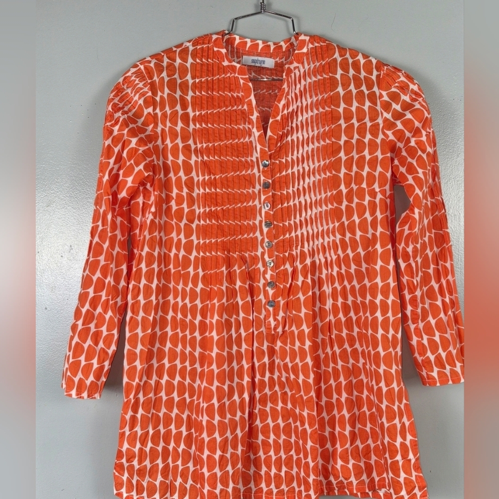 Snapdragon Orange & White Blouse 🤍🧡 ✨ New Without Tag ✨
